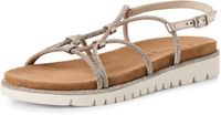 Tamaris Dames 1-28721-46 Plateau Sandalen Beige Leer/Textiel Maat 40