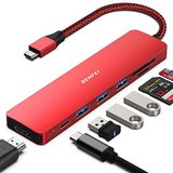 BENFEI USB C HUB 7-in-1, USB-C HUB Multiport Adapter met HDMI (4K @60Hz gecertificeerd) / 100W Power Delivery / 3 x USB 3.0 5 Gbps/SD/TF Card Reader (160MB/s) voor iPhone 15 Pro/Max MacBook iPad Pro