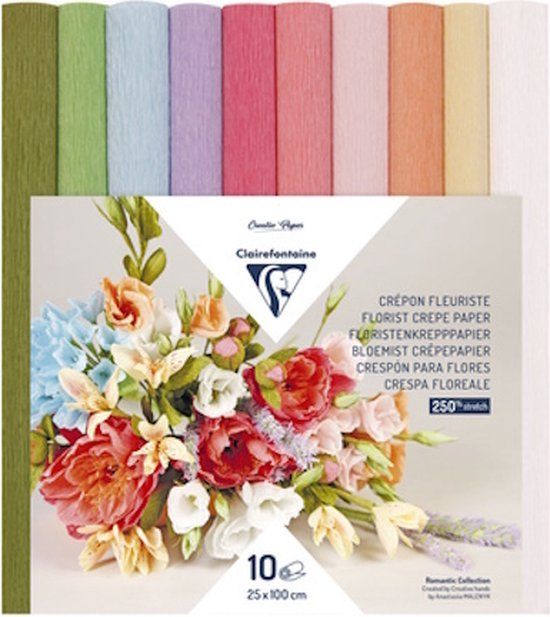 Clairefontaine Crêpepapier Pastelkleuren - 10 Rollen - 25 x 100 cm