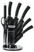 Set de 9 couteaux : couteau de chef, bloc à couteaux, bloc à couteaux rotatif en acier inoxydable, set en noir