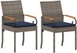 vidaXL Fauteuils de jardin 2 pièces gris et bleu marine poly rotin et acacia