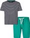 Phil & Co. Berlin Phil & Co Heren Shortama Korte Pyjama Set Donkerblauw/Groen Gestreept - Maat L