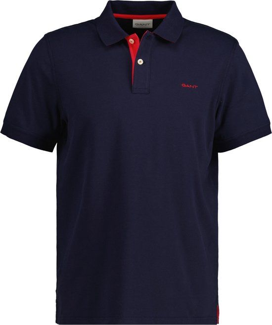 Gant Contrast Piqué Poloshirt - Evening Blue - Men's Size M