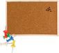 Cepewa Prikbord van kurk - 58 x 39 cm - inclusief 35x stuks gekleurde punt punaises - Kantoor / thuis / keuken - memobord