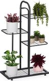 Merkloos Relaxdays Plantenstandaard 4 etages, staal, zwart
