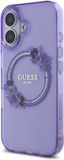 Guess GUHMP16SHFWFCU iPhone 16 6.1" paars/paars hardcase IML Flowers Wreath MagSafe