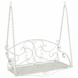 vidaXL Banc de jardin Acier Blanc antique 110 x 52,5 x 47 cm