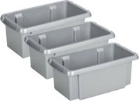 Sunware Opslagbox Nesta - 3x - kunststof - 7L - grijs - 38 x 21 x 14 cm - stapelbaar