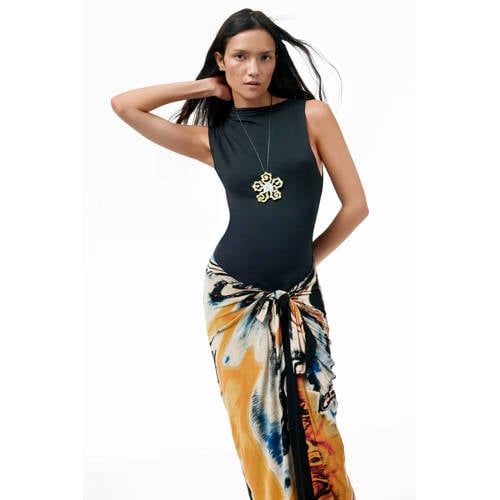 Desigual midi jurk met print - zwart