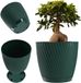 Merkloos KADAX Bloempot met onderzetter, plantenpot in driedimensionale golfvorm, kunststof plantenpot, decoratieve pot voor bloemen, cactussen en kruiden (27 cm, groen)