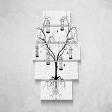 Homemania Afbeelding Bird-5 dieren per woonkamer, meerkleurig, 100 x 3 x 60 cm, HM205PKNV-129, polyester, hout