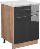 Vicco Fame-Line Keukenonderkast – 60 cm met lade, WB Marmer Antraciet Hoogglans