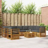 vidaXL Bank loungeset 9 zitplaatsen Acacia hout Natuurlijk en antraciet