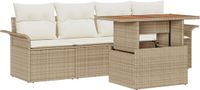 vidaXL Tuinbank Set Beige Polyrattan