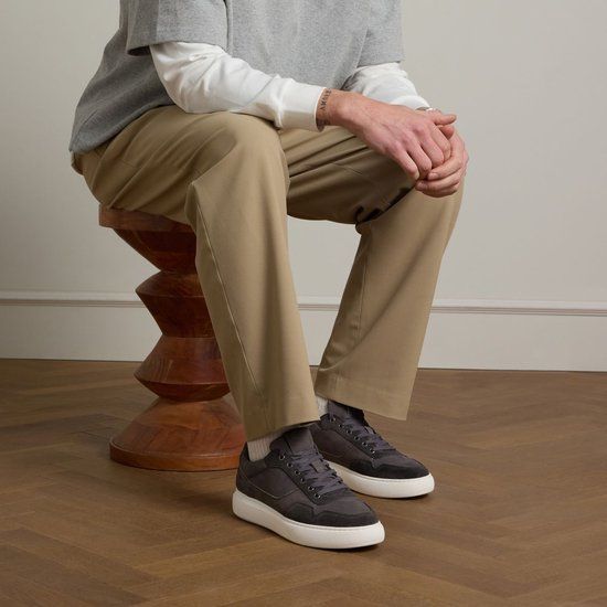 Manfield Grijze suède sneakers Heren Maat 43