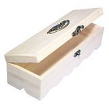 Rayher 62298000 Houten kist, 29 x 9,5 cm, hoogte 8 cm, FSC-gecertificeerd, onbehandeld, houten kistje met metalen grendel en handvat, opbergdoos om te beschilderen, 62298000