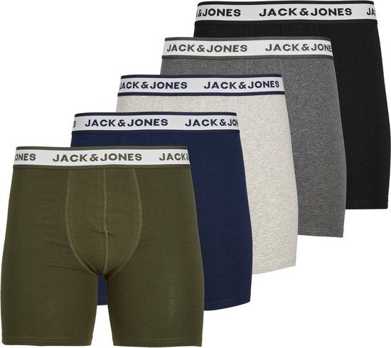 JACK&JONES JACBASIC WHITE WB TRUNKS 5 PACK NOOS Boxershorts Heren - Forest Night - Maat L