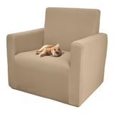 Comart, Bankhoes, helder, elastische hoes van polyester, zeer duurzaam, voor fauteuils en banken, machinewasbaar, antislip, vuilafstotend en krasbestendig, kleur beige, 1-zitsstoel