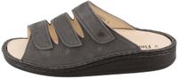 Finn Comfort Korfu Unisex Slides Donkergrijs Leer Rubber