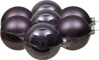 Othmar Decorations Kerstboomversiering 8x stuks kerstballen lila paars van glas - 10 cm - mat/glans