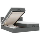 vidaXL Ottoman Bed with Mattresses and LEDs Dark Grey Fabric 160x200cm