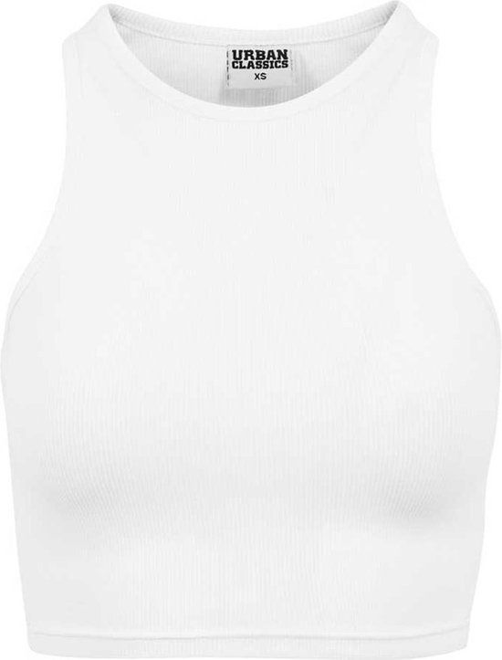 Urban Classics Rib Crop Top - Wit - XL - Dames
