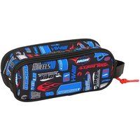 Safta Hot Wheels dubbel etui voor kinderen, ideaal voor schoolgaande kinderen, comfortabel en veelzijdig, kwaliteit en duurzaamheid, 21 x 6 x 8 cm, Meerkleurig, M, Casual