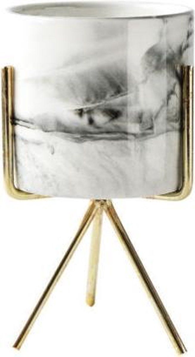 Luminous Luxury Luxe Kleine Bloempot Marmer met Gouden Pootjes | Keramiek | Home Decor - Kerstcadeau