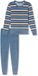 Schiesser Dames Pyjama Badstof Blauw Streep Korte Mouw Katoen/Polyester Maat L