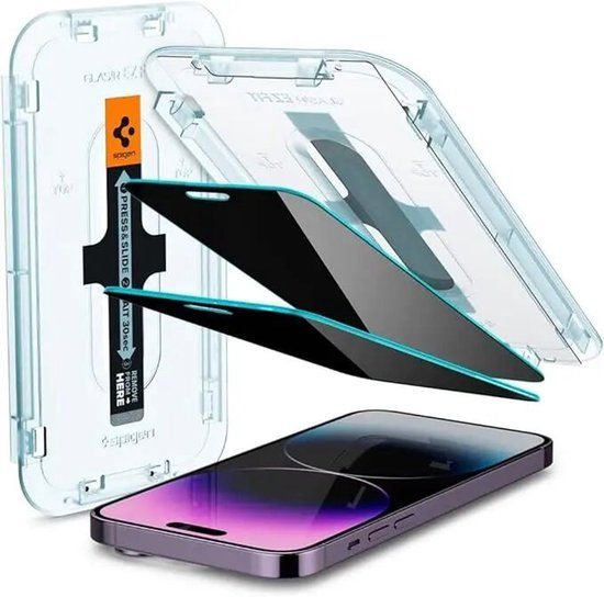 Spigen Privacy Glass Geschikt voor Apple iPhone 14 Pro Max - EZ Fit GLAS.tR - 2-Pack