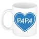 Bellatio Decorations Liefste papa verjaardag cadeau mok - blauw hartje - 300 ml - Vaderdag
