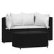 VidaXL 3-delige loungeset pour le jardin avec coussins, noir, polyrotin