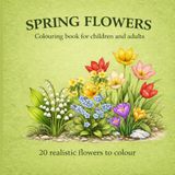 SPRING FLOWERS Colouring book for children and adults | 20 realistic flowers to colour