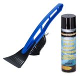 Merkloos / Sans marque Icecat Autoramen stevige IJskrabber met borstel blauw 31 cm met ruiten ontdooier spray - Winter vorst spullen