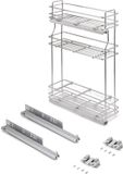 Emuca Uitschuifbaar flessenrek met SupraMax, zachte sluiting, links, 3 dienbladen, module 200mm, Sta
