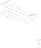 KADAX Plafondwasdroger, wasdroger voor het plafond met 5 stangen, wanddroger met stalen spijlen, plafonddroger, draagvermogen tot 10 kg (wit/180 cm)