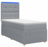 vidaXL LED Boxspringbed met Matras Lichtgrijs 90 x 190 cm Stof