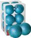 Gerimport Kerstballen 12x ijsblauw - kunststof glitters - 8 cm diameter