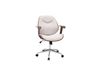 YORKE Chaise de bureau à roulettes design en tissu effet velours texturé beige, bois foncé et acier chromé