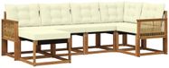 vidaXL Hoek loungeset 6-delig Acacia hout Natuurlijk en crème
