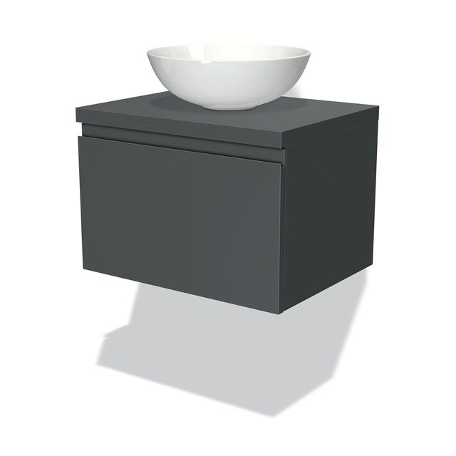 Maxaro Badkamermeubel Modulo Plato 60cm Donkergrijs 1 Lade Greeploos