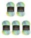 Moonlight Wollbiene Moonlight Glitter Batik Simli Breiwol, 5 x 100 g, 500 g, 20% wol metallic, kleurverloop, glitterwol (3070 geel, turquoise, blauw)