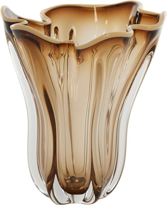 Light & Living Vaas KAZUNO glas transparant bruin-grijs+crème Ø22x27 cm