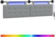 vidaXL Hangend Hoofdbord Met LED-verlichting Lichtgrijs Stof