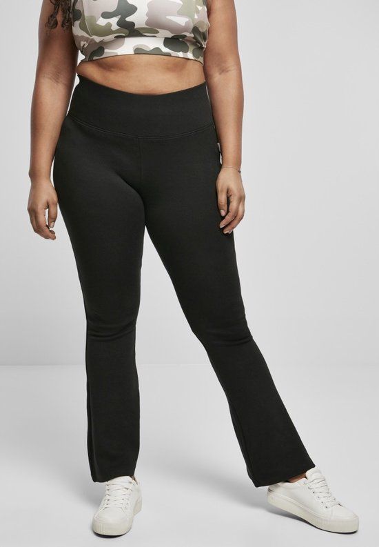 Urban Classics Dames Organic Interlock Bootcut Legging - Zwart - 4XL