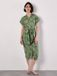 Apricot Palm Leaf Shirt Midi Dress