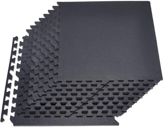 VEVOR 12 x Puzzelmat Vloerbeschermingsmat 610 x 610 x 14 MM, Hoogwaardige EVA-Schuimmat, in Elkaar Grijpende Fitnessmat, Gymnastiekmat, Sportmat, Trainingsmat, Zwart, Thuisgym