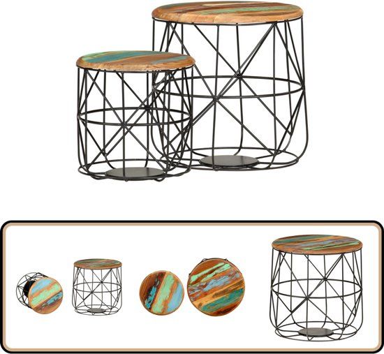 VidaXL Salontafels 2 st massief gerecycled hout
