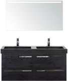 BES LED Seville Seville Badmeubelset 120 cm - 4 Laden Black Oak - Wastafel Lucca Dubbel met Sence Spiegel