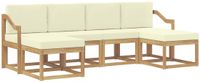 vidaXL - Buiten - bank - set - 6 - st - Wit - en - crèmekleurig - Polyester